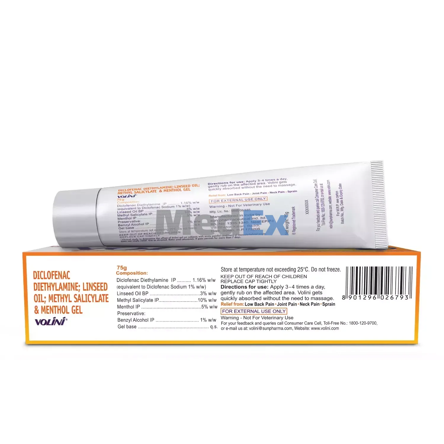 Pack Image of Pack Image: VOLINI 1% w/w Gel (100 gm tube)